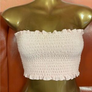 Garage Light Pink Smocked Crop Top